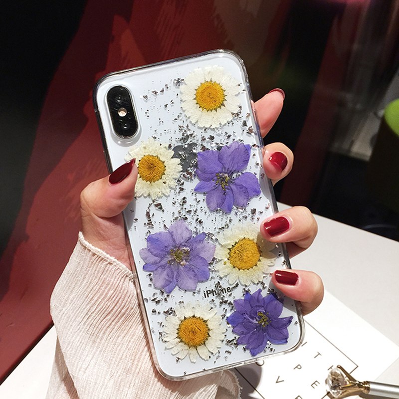 Discover the Beauty of Handmade Dried Flower Clear Soft Phone Case Cover