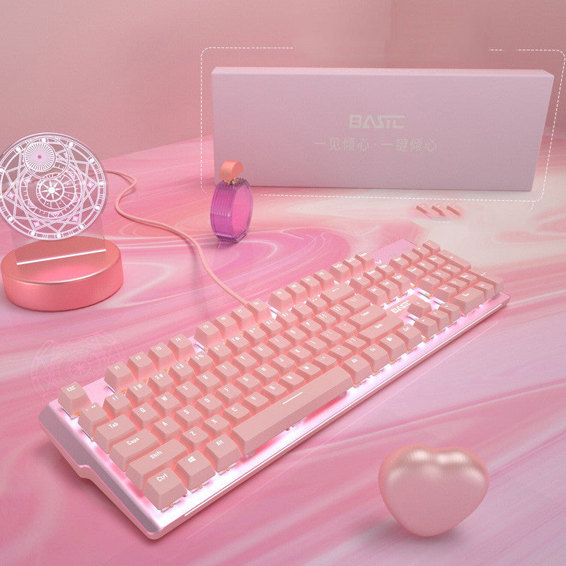 Experience Gaming Like Never Before with Our Pink Mechanical Keyboard and Mouse Set