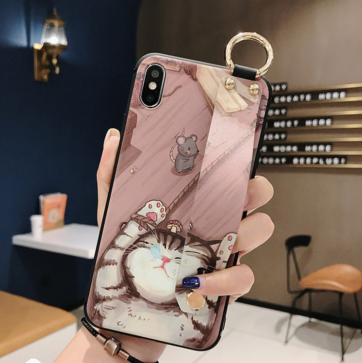 Rose Flower Wrist Strap Phone Case Cover For iPhone